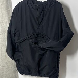 Half Zip Jacket Hooded Anorak Streetwear Sz L Front Pocket